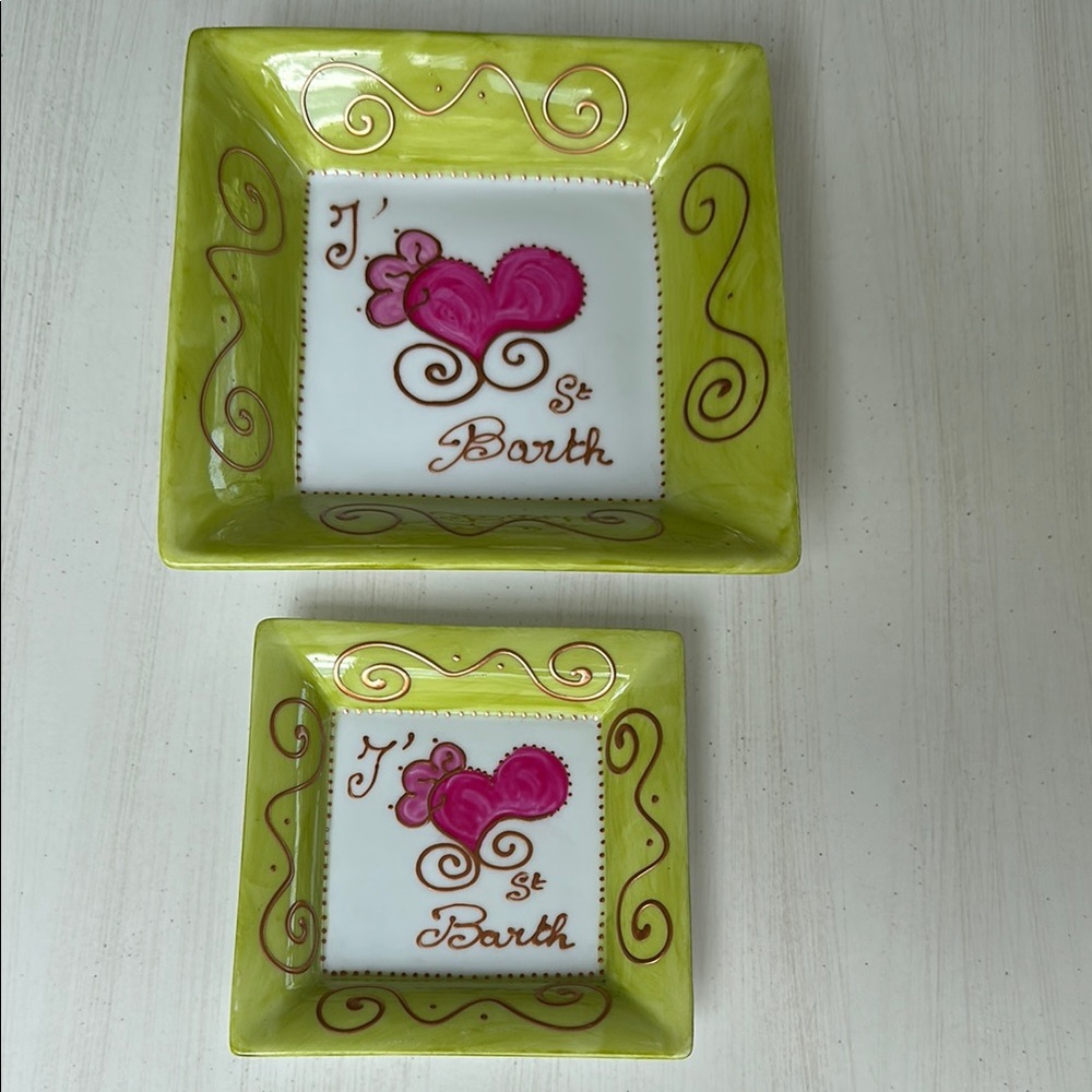 Green and Pink Decorative Plates